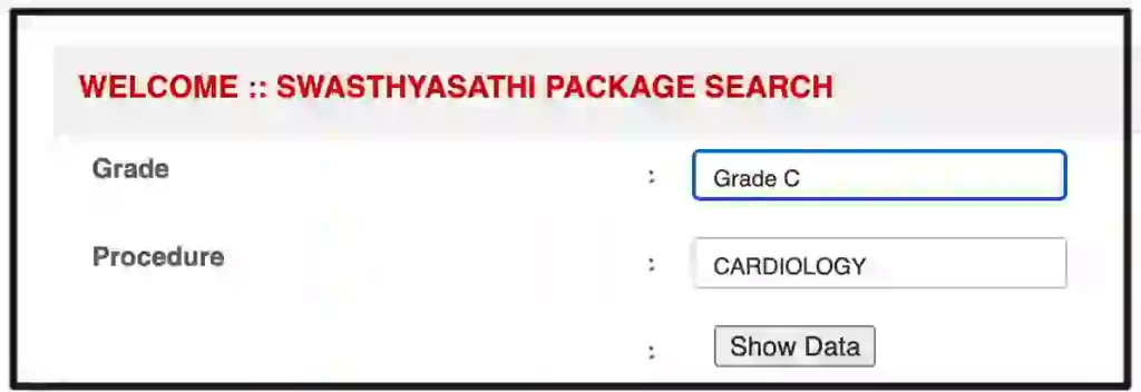 Swasthya Sathi Card Package List Details  and Swasthya Sathi Package rate( GRADE -C) (CARDIOLOGY)