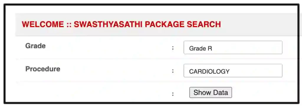 Swasthya Sathi Card Package List Details  and Swasthya Sathi Package rate( GRADE -R) (CARDIOLOGY)