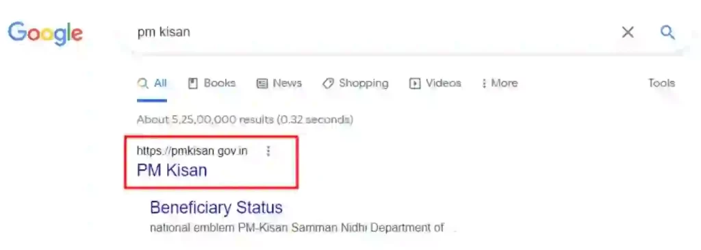 Search on Google pm kissan