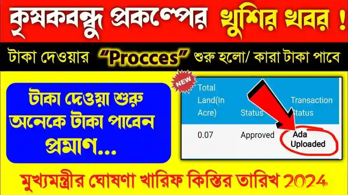 Krishak Bandhu Payment Date 2024, কৃষক বন্ধু টাকা কবে ডুকবে